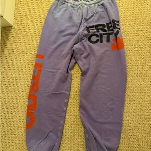 freecity Kids Lavender Joggers with Orange Accents